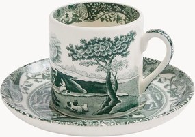 Espressokopjes & schoteltjes Heritage Green Italian van keramiek, 4-delig