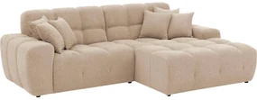 Goossens Excellent Bank Kubus - 30 X 30 Cm Stiksel wit, stof, 1,5-zits, modern design met chaise longue rechts