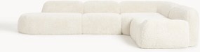 XL modulaire teddy-hoekbank Wolke (4-zits) met chaise longue aan het uiteinde
