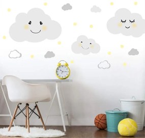 INSPIO Muursticker - Wolken met gele stippen