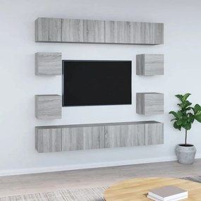 vidaXL 10-delige Tv-meubelset bewerkt hout grijs sonoma eikenkleurig