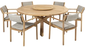 Prado Levi dining tuinset 8 delig 160 cm rond teak 4 Seasons Outdoor