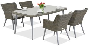 Exclusieve dining tuinset van kunststof rotan Córdoba voor 4 personen Garden Point grijs