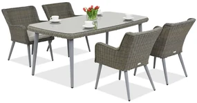 Exclusieve dining tuinset van kunststof rotan Córdoba voor 4 personen Garden Point grijs