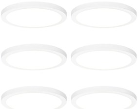 Set van 6 In- of opbouwspot wit 30 cm incl. LED 3 staps dim to warm - Trans