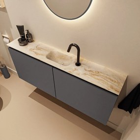 Mondiaz Ture DLux toiletmeubel 120cm dark grey met wastafel frappe midden met kraangat