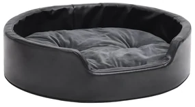 vidaXL Hondenmand 69x59x19 cm pluche en kunstleer zwart en donkergrijs