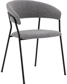 Goossens Eetkamerstoel Ce grijs stof met armleuning, modern design