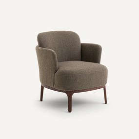 Fauteuil in notenhout en getextureerde stof, Jabote