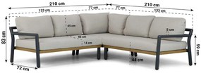 Hoek loungeset 5 personen Aluminium Grijs  Santika Furniture Santika