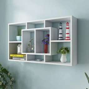 vidaXL 242548 Floating Wall Display Shelf 8 Compartments White
