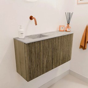 Mondiaz Joya DLux 80cm toiletmeubel ronding rechts dusk met wastafel faye links zonder kraangat glace
