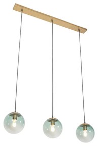 Eettafel / Eetkamer Art Deco hanglamp messing met groen glas 3-lichts - Pallon Art Deco E27 Binnenverlichting Lamp