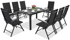 Aluminium tuinmeubelen polywood Verona voor 8 personen Garden Point zwart