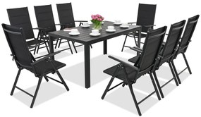 Aluminium tuinmeubelen polywood Verona voor 8 personen Garden Point zwart