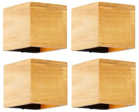 Set van 4 smart wandlamp eiken hout incl. Wifi G9 - Transfer