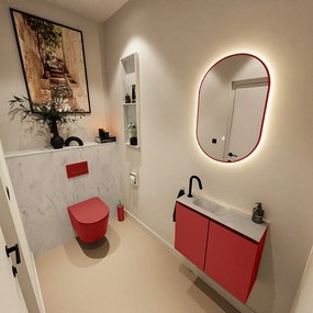 Mondiaz Ture DLux toiletmeubel 60cm fire met wastafel opalo links met kraangat