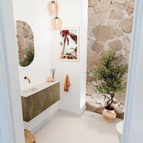 Mondiaz Joya DLux 90cm toiletmeubel dusk met wastafel faye links zonder kraangat ostra