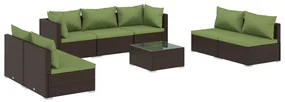 vidaXL 8-delige Loungeset met kussens poly rattan bruin