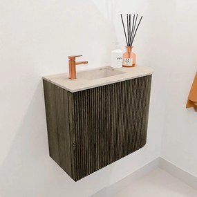 Mondiaz Joya DLux 50cm toiletmeubel ronding rechts shadow met wastafel faye links 1 kraangat frappe