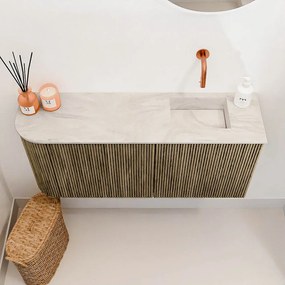 Mondiaz Joya DLux 90cm toiletmeubel ronding links dusk met wastafel faye rechts zonder kraangat ostra