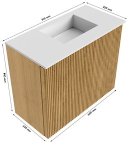 Mondiaz Joya DLux 50cm toiletmeubel shadow met wastafel faye rechts zonder kraangat ostra