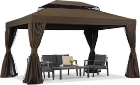 Tuinpaviljoen met klamboe en gordijnen Valencia 4x4m bruin Garden Point