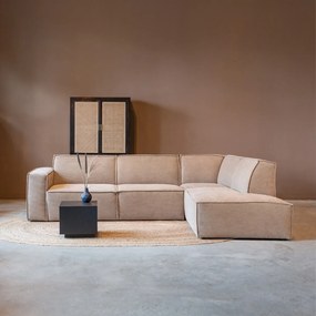 Moderne Hoekbank Beige Ottoman Rechts
