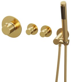 Brauer Gold Edition inbouw badkraan met badvulcombinatie en staafhanddouche geborsteld messing PVD