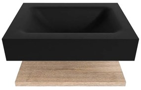 Zaro Alan badmeubel 60cm met planchet washed oak en vrijhangende wastafel cloud midden zonder kraangat urban