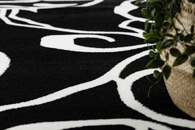 Tapijt HAMPTON Rosa roos, bloemen zwart