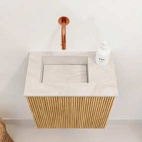 Mondiaz Joya DLux 40cm toiletmeubel oak met wastafel faye links zonder kraangat ostra