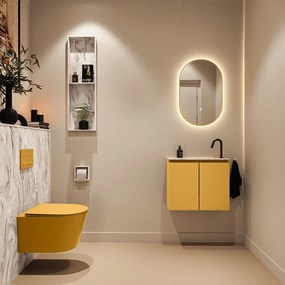 Mondiaz Ture DLux toiletmeubel 60cm ocher met wastafel glace rechts met kraangat