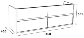 Sanituba NEXXT onderkast voor dubbele wasbak 160cm mat wit