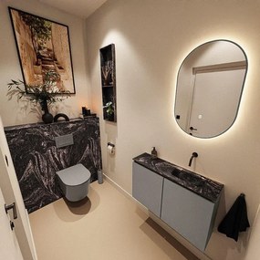 MONDIAZ TURE-DLUX 80cm toiletmeubel Smoke. EDEN wastafel Lava positie rechts. Zonder kraangat. TUREDX80SMOR0LAV