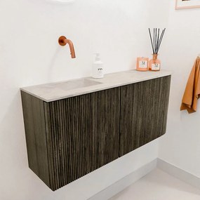 Mondiaz Joya DLux 90cm toiletmeubel ronding rechts shadow met wastafel faye links zonder kraangat ostra