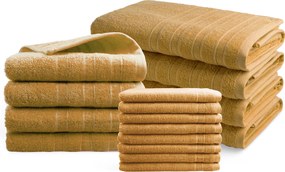 Handdoeken 16 delig set - Doublelife Recycled Cotton Collectie - honey yellow