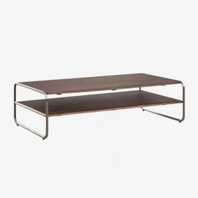 Acaciahouten Salontafel Met Roestvrijstalen Frame Altrex Donker Acaciabruin & 110 X 60 Cm - Sklum