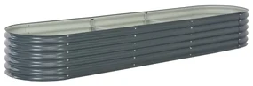 vidaXL Plantenbak verhoogd 320x80x44 cm gegalvaniseerd staal grijs