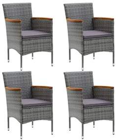 vidaXL Tuinstoelen 4 st poly rattan grijs