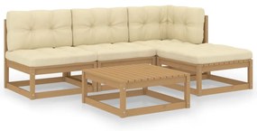 vidaXL 5-delige Loungeset met kussens massief grenenhout