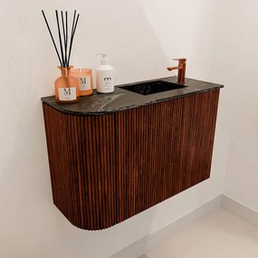 Mondiaz Joya DLux 60cm toiletmeubel ronding links ruby met wastafel faye rechts 1 kraangat lava