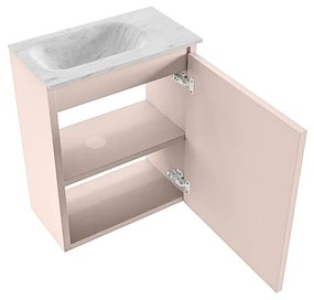 Mondiaz Ture DLux toiletmeubel 40cm rosee met wastafel opalo links met kraangat