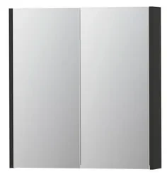 INK SPK2 Spiegelkast - 70x14x74cm - 2 deuren - dubbelzijdige Spiegel - schakelaar en stopcontact - MDF lak antraciet mat 1105152