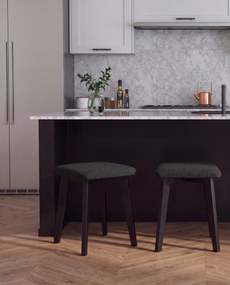 Mazzoni MILO Zwart (stof Storm 100)/zwart beuken onderstel - VIERKANTE GESTOFFEERDE KRUK VOOR KEUKEN/WOONKAMER