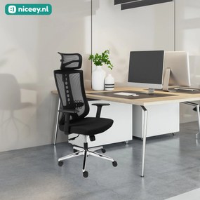 Niceey Ergonomische Bureaustoel - Met Hoofdsteun - Verstelbaar - Zwart