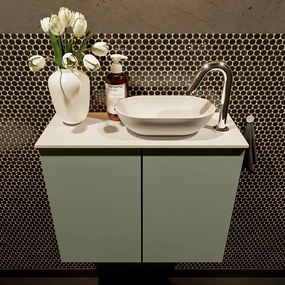 Mondiaz Fowy toiletmeubel 60cm army met witte waskom rechts en kraangat