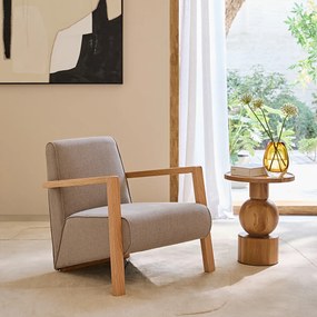 Fauteuil met 42% wollen stof en eiken Sanami poten