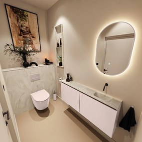 Mondiaz Ture DLux toiletmeubel 120cm rosee met wastafel ostra rechts zonder kraangat