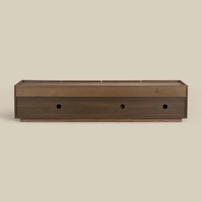 Walnoot Tv-meubel Met Stoffen Deuren 180 Cm - 180x40x40cm.